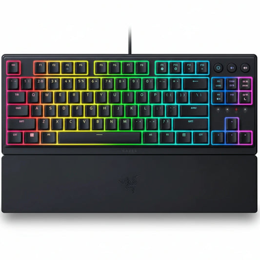 Gaming keyboard with RGB lighting on a white background