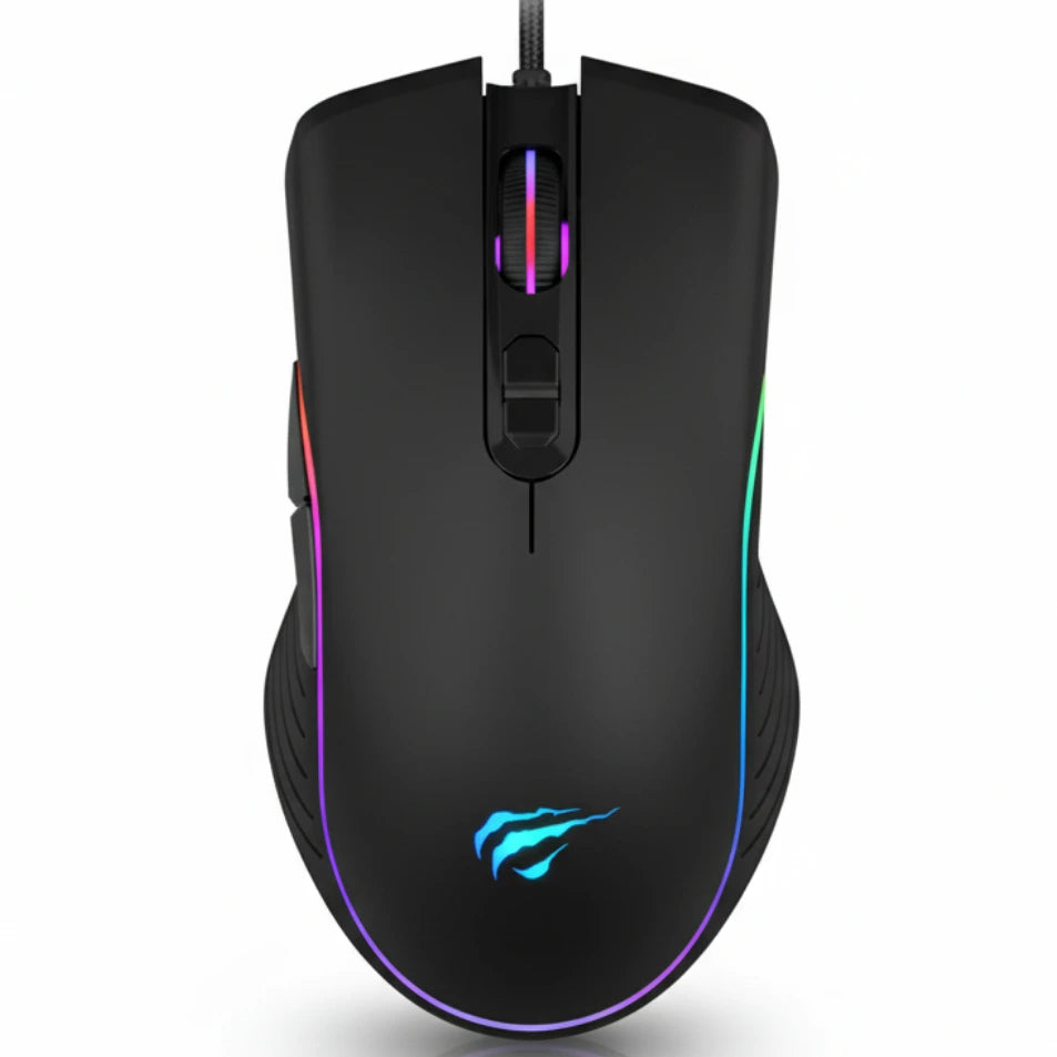 Gaming mouse with RGB lighting on a white background