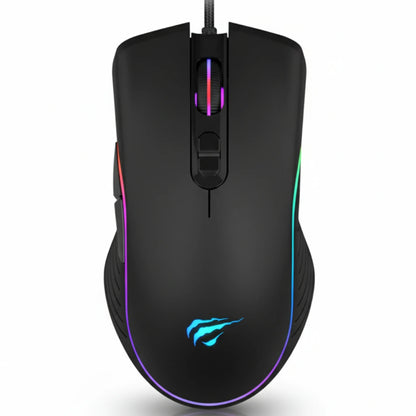 Gaming mouse with RGB lighting on a white background