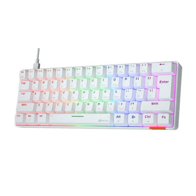 MEETION MK005 RGB Backlit Mini 61 Keys Wired Mechanical Gaming Keyboard Blue Switch - White