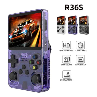 R36S Video Game Handheld Console, Built-in 64GB TF Card, 3.5 Inch IPS Screen, Retro Linux System, Support 15000+ Classic Games, 2.4G Wireless Gamepad, TV, Monitor Connection R36 Max