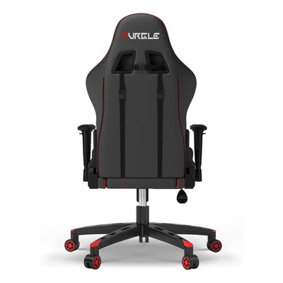 Furgle Gaming Chair, Racing Style High-Back Office Chair with Adjustable Armrests, PU Leather Ergonomic Video Game Chair with Headrest and Lumbar Support, Rocking Mode - Black/Red