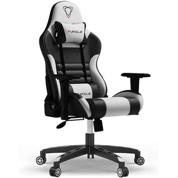 Furgle Gaming Chair, Racing Style High-Back Office Chair with Adjustable Armrests, PU Leather Ergonomic Video Game Chair with Headrest and Lumbar Support, Rocking Mode - Black/Red FURGLE