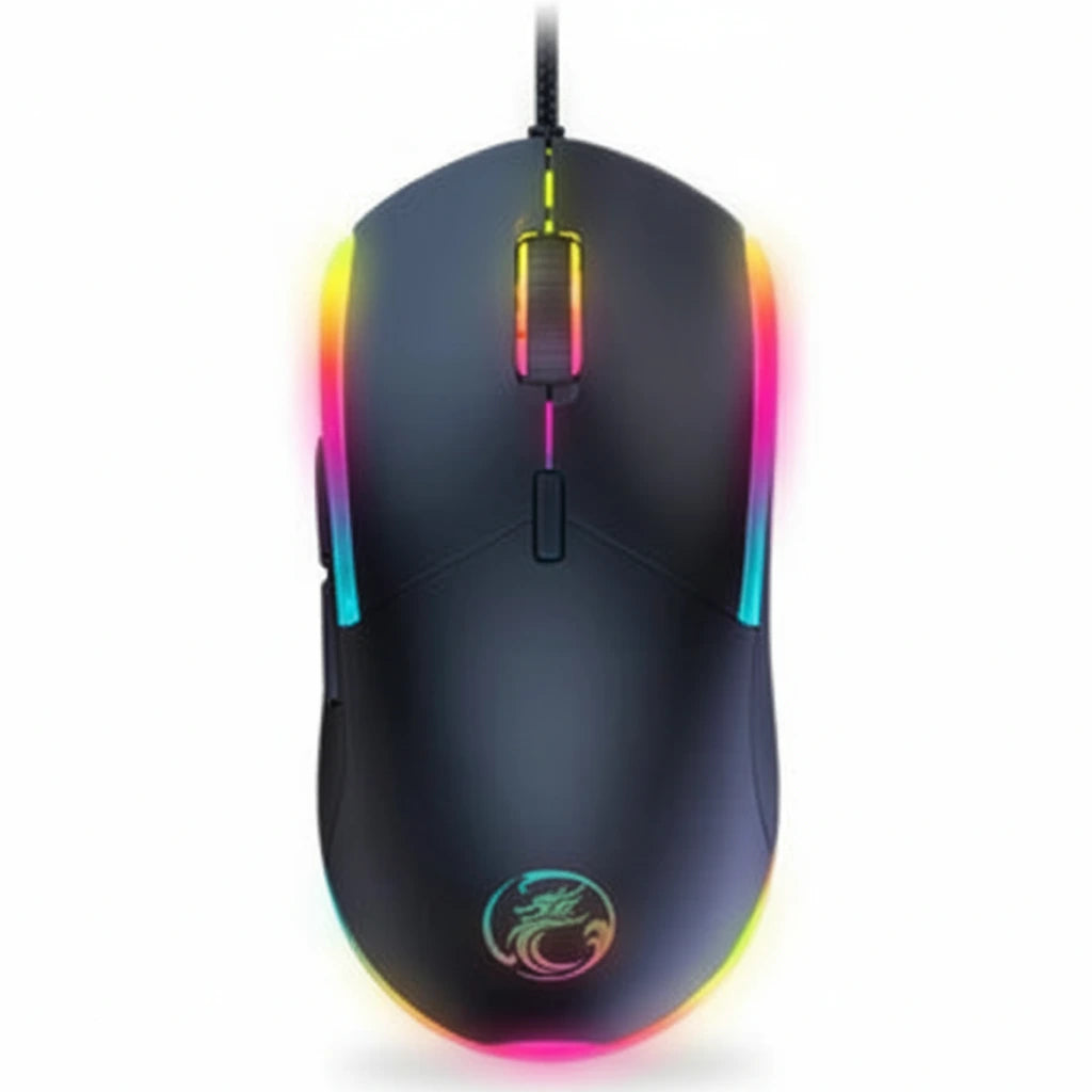 Gaming mouse with RGB lighting on a white background