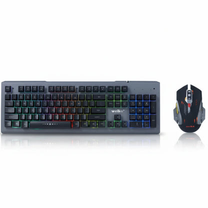 Gaming keyboard and mouse set on a white background