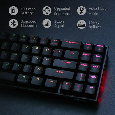 RK ROYAL KLUDGE RK71 RGB Dual Mode Wireless/Wired 70% Mechanical Gaming Keyboard - Black