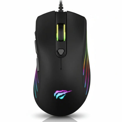 Gaming mouse with RGB lighting on a white background