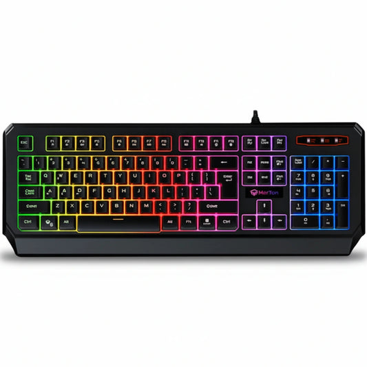 Gaming keyboard with RGB backlighting on a white background