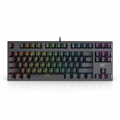 Gaming keyboard with RGB backlighting on a white background