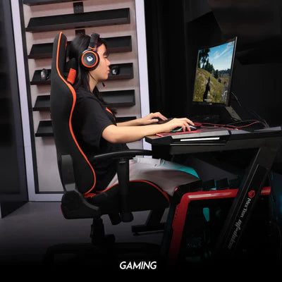 MeeTion CHR25 Gaming E-Sport Chair with Footrest - Black and Orange