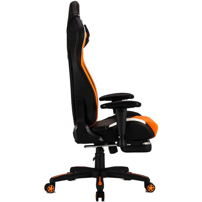 MeeTion CHR22 Leather Gaming E-Sport Chair with Footrest - Black and Orange