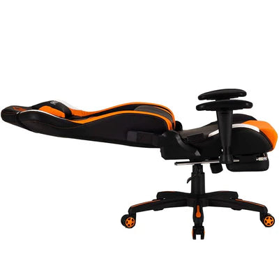 MeeTion CHR22 Leather Gaming E-Sport Chair with Footrest - Black and Orange