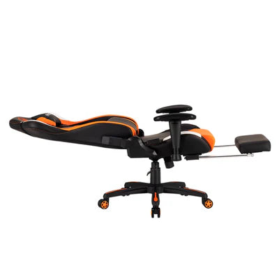 MeeTion CHR22 Leather Gaming E-Sport Chair with Footrest - Black and Orange