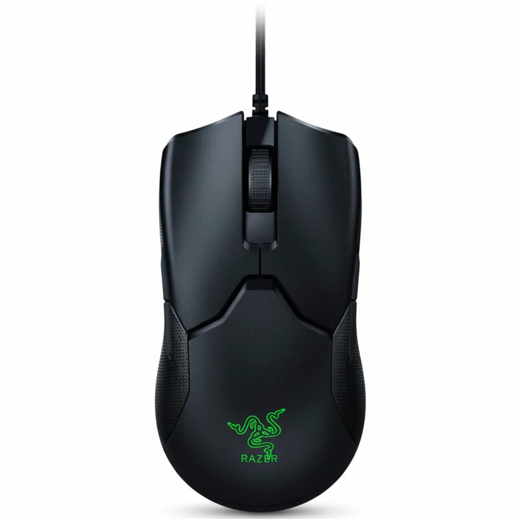 Black gaming mouse with Razer logo on a white background