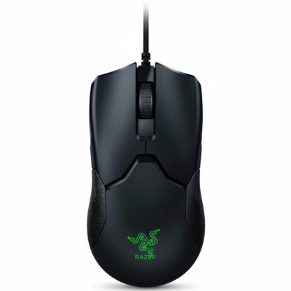 Black gaming mouse with Razer logo on a white background