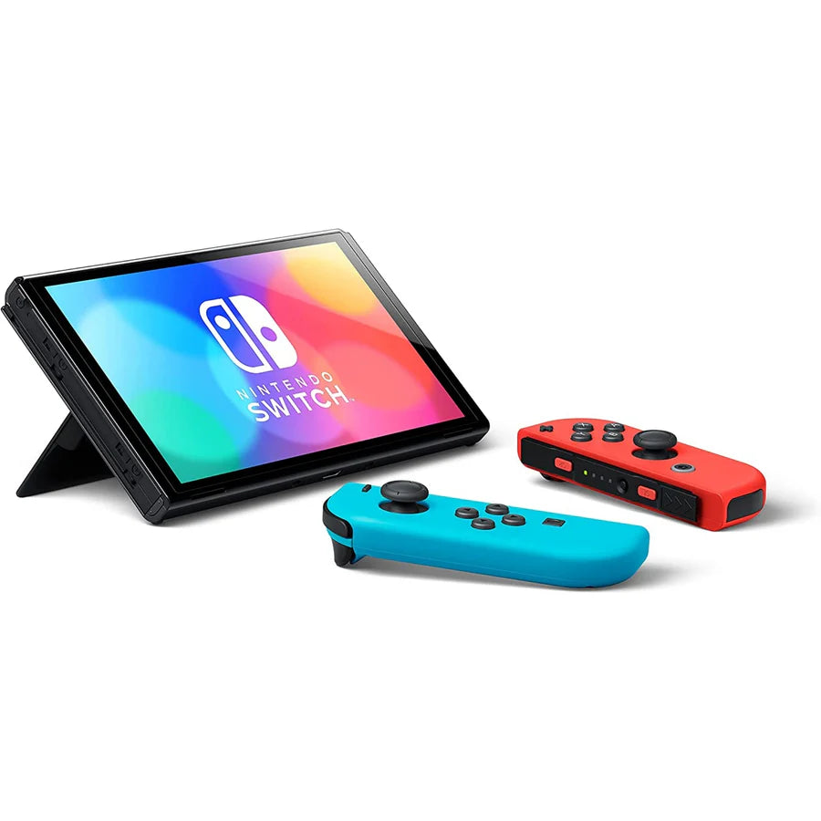 Nintendo Switch OLED Model Console - Neon Red & Neon Blue Joy with Free Case & Screen Protector NINTENDO