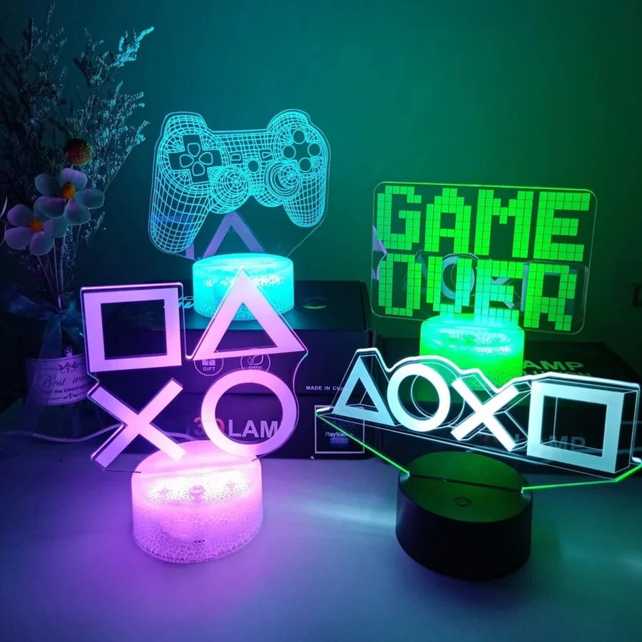 Gaming Room Desk Setup Lighting Decor 3D Visual LED Night Lamp - 7 Color Change FULLOSUN