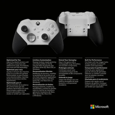 Xbox Elite Wireless Controller Series 2 Core – White - Xbox Series X|S, Xbox One, Windows PC, Android, and iOS MICROSOFT