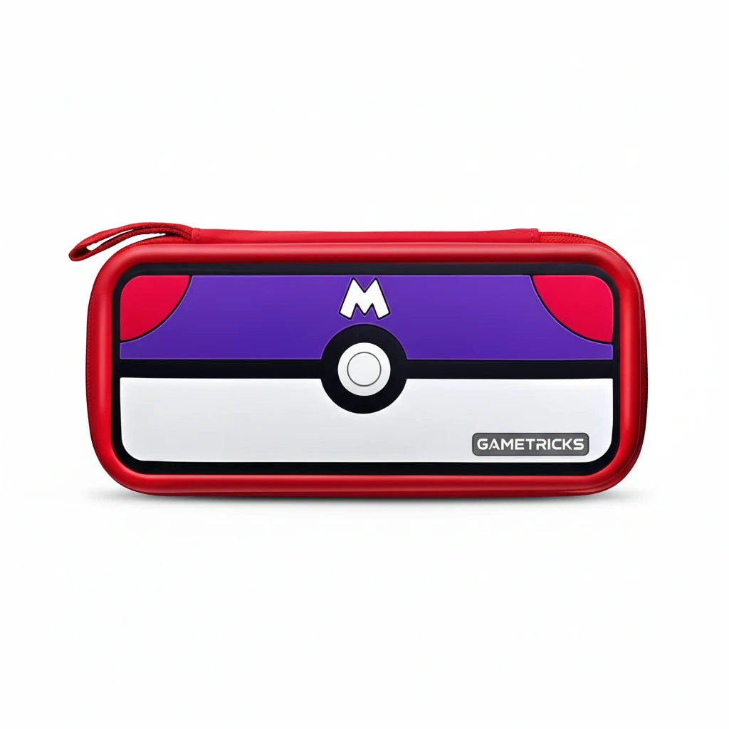 Red and purple case with a logo on a white background