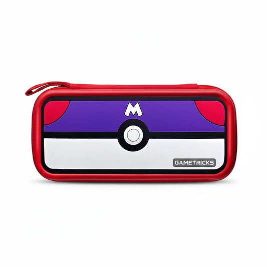 Red and purple case with a logo on a white background