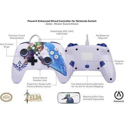 PowerA Enhanced Wired Controller for Nintendo Switch - Master Sword Attack Zelda Link POWERA