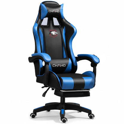 Black and blue gaming chair with 'CHAIDO' branding on a white background