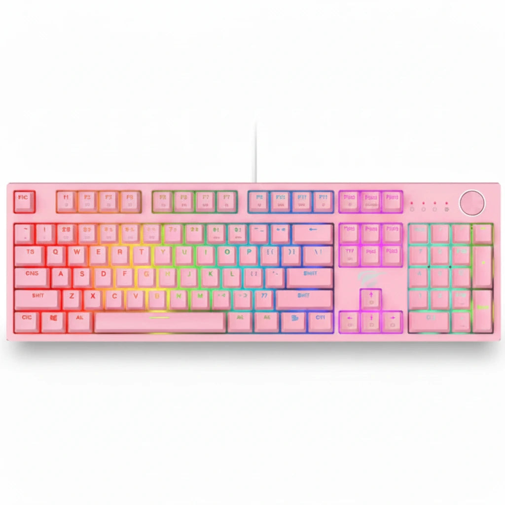 Pink keyboard with gradient keys on a white background