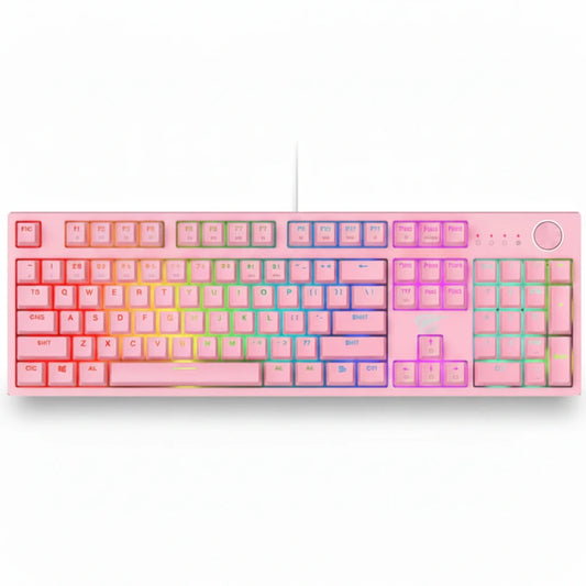 Pink keyboard with gradient keys on a white background