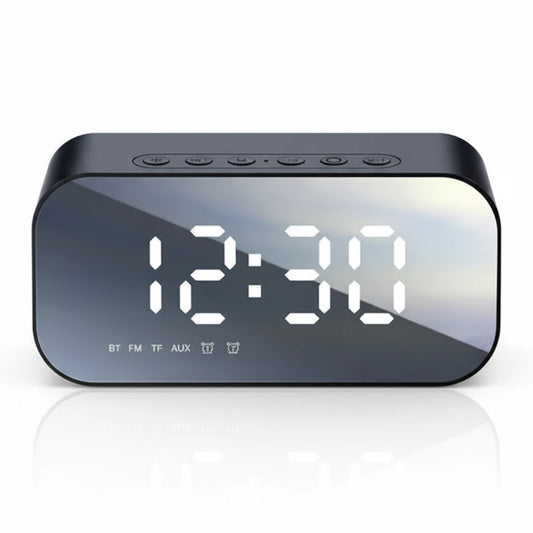 Digital clock with LED display on a white background