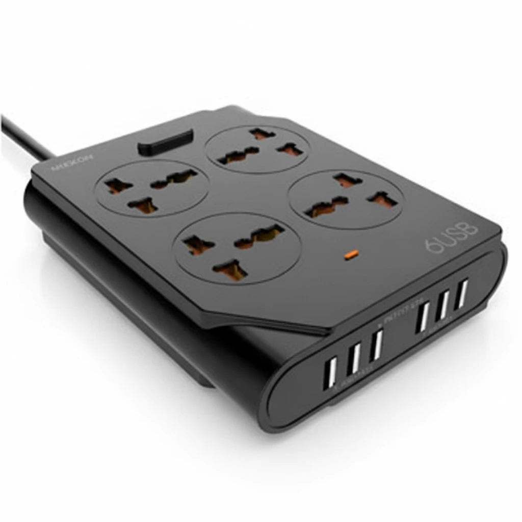 Moxom KH-63Y Extension Lead With USB 6 Ports