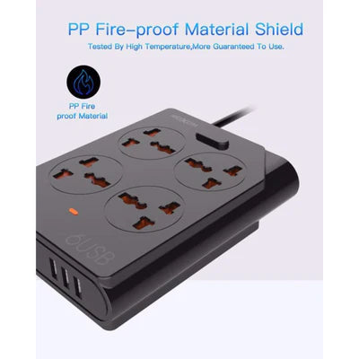 Moxom KH-63Y Extension Lead With USB 6 Ports