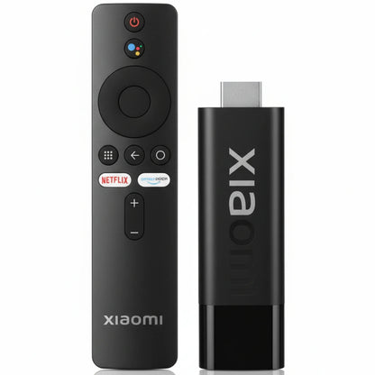 Xiaomi TV remote control and stick on a white background