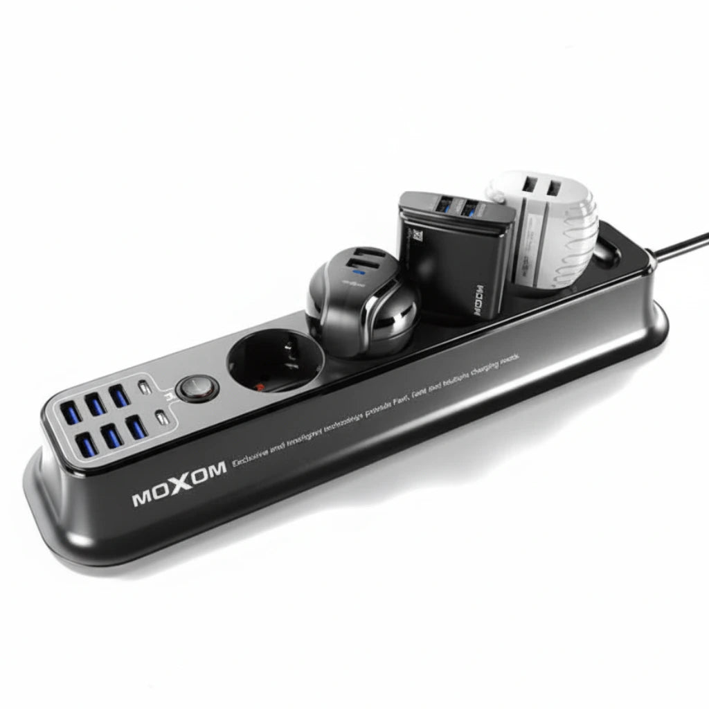 Moxom MX-ST05 Safety power strip with 4 Sockets & 8 USB Ports(6x USB, 2x USB Type-C)