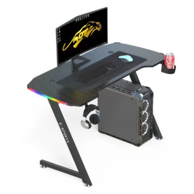 KZ RGB Gaming Desk with Led Lights, Headset Holder & Cup Holder - 140cm