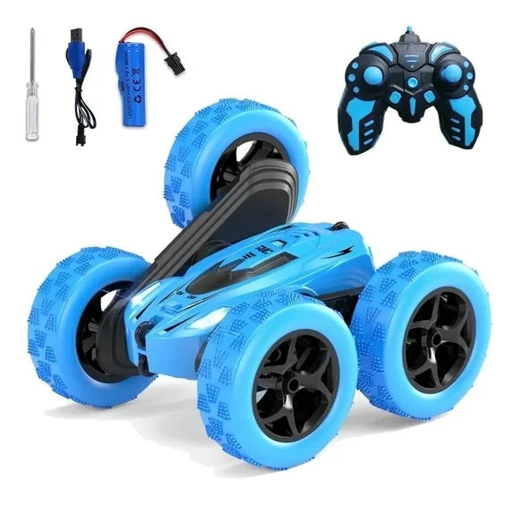 Remote Control Car RC Car 2.4GHz Double Sided 360-degree Rotating With Light Blue