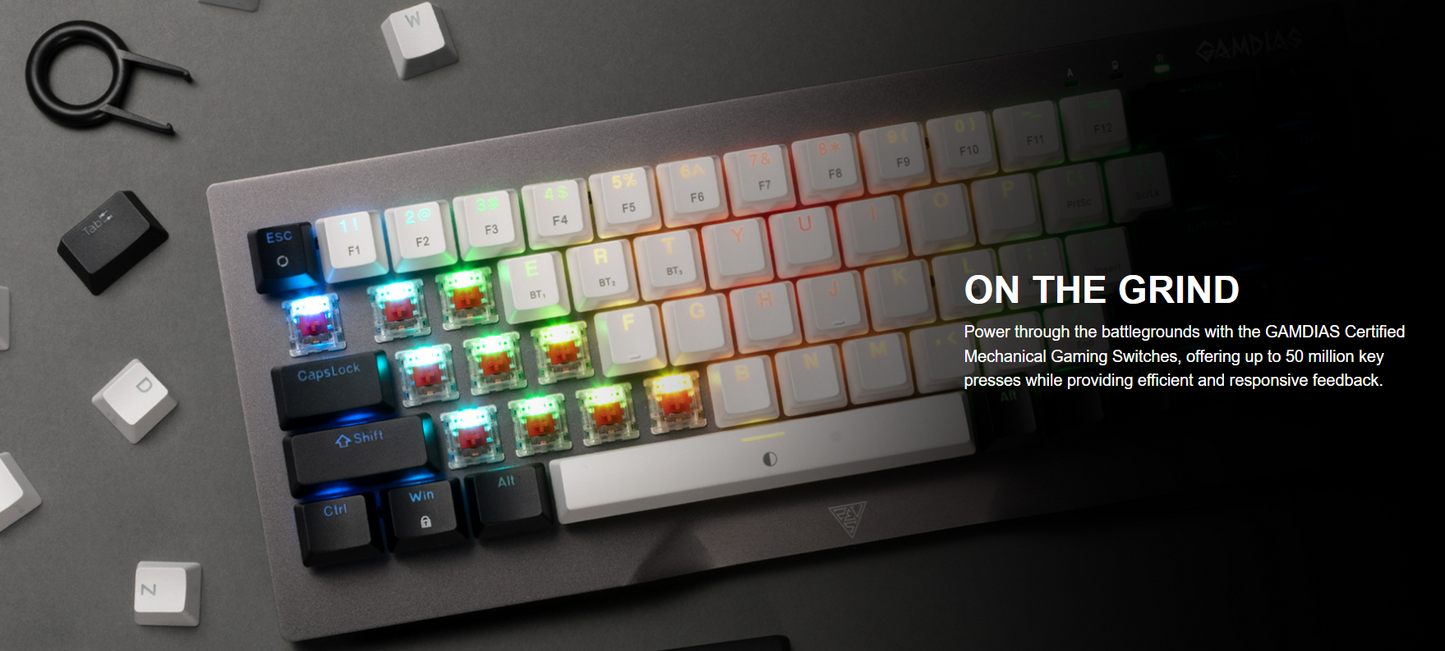 GAMDIAS HERMES M4 HYBRID MECHANICAL 60% GAMING KEYBOARD WITH RED SWITCH | WIRELESS or WIRED CONNECTIVITY