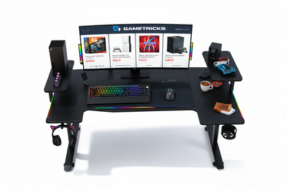 U8 RGB Premium U-Shaped 160cm Gaming Desk with Cup & Headset Holder gametricks