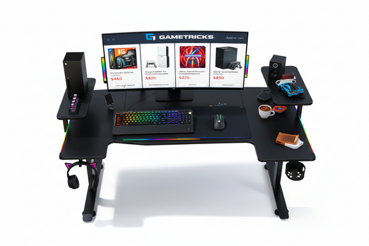 U8 RGB Premium U-Shaped 160cm Gaming Desk with Cup & Headset Holder gametricks