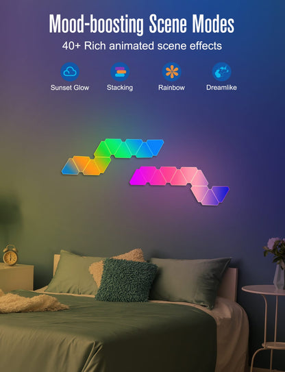 Triangle LED Light Panels with 6 Connection Ports, Smart RGBIC Wall Lights TUYA