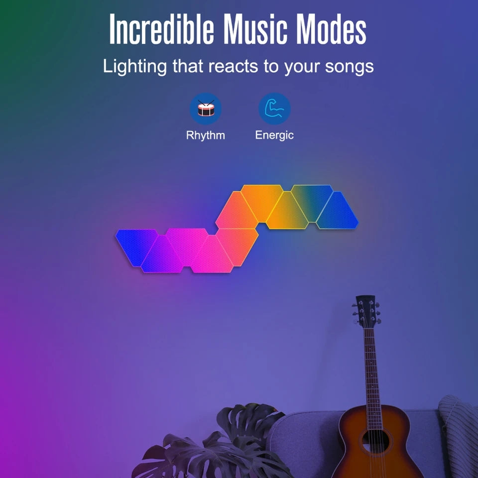 Triangle LED Light Panels with 6 Connection Ports, Smart RGBIC Wall Lights TUYA