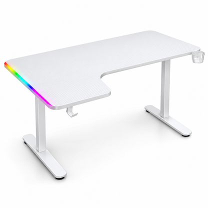 RGB Pro Gaming Desk 160cm with Carbon Fiber Surface – White gametricks