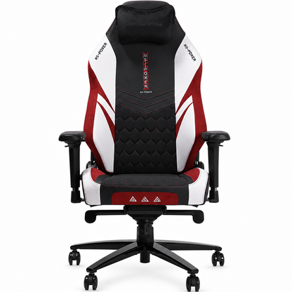 Ignition XL black red white chair front view on white; AI-edited supplier photo with original MS-POWER markings