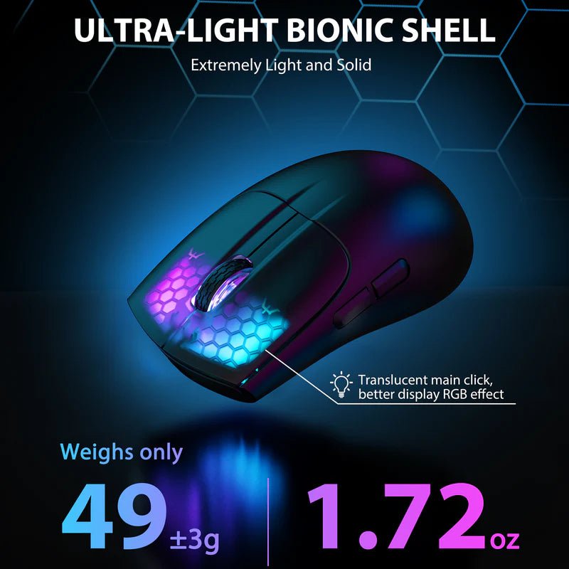 ATTACK SHARK X5 RGB Ultra - Light 49g Wireless Gaming Mouse - gametricks