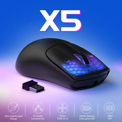 ATTACK SHARK X5 RGB Ultra - Light 49g Wireless Gaming Mouse - gametricks