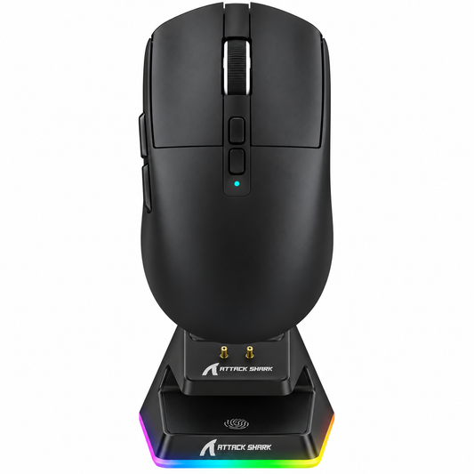 ATTACK SHARK X6 Lightweight Tri-Mode Wireless/Wired  Gaming Mouse with Charging Base - Black