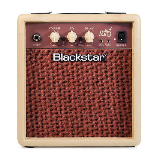 Blackstar Debut 10E 10W Guitar Combo Amplifier – front view, cream and oxblood
