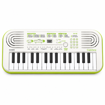 Casio Casiotone SA-50 White 32-key mini keyboard, front view.