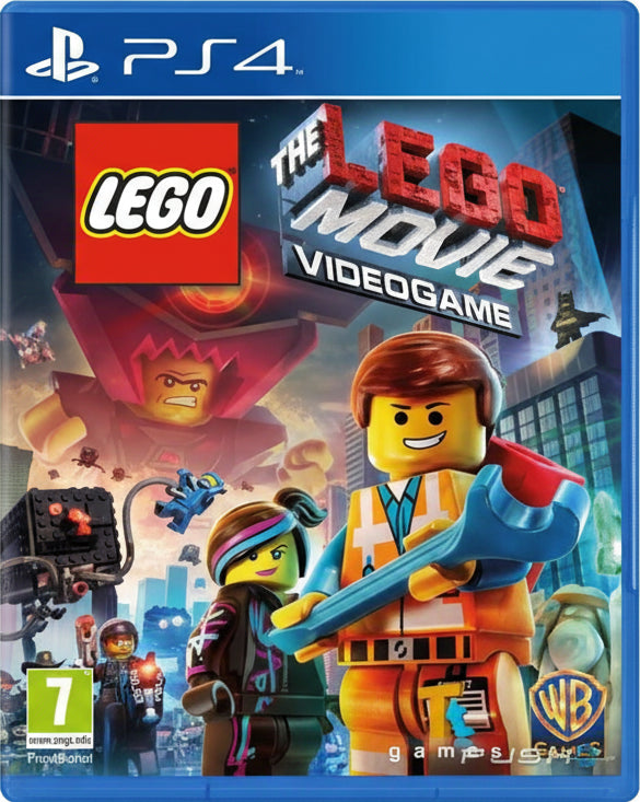 Cover of 'The LEGO Movie Videogame' for PS4 with LEGO characters and branding.