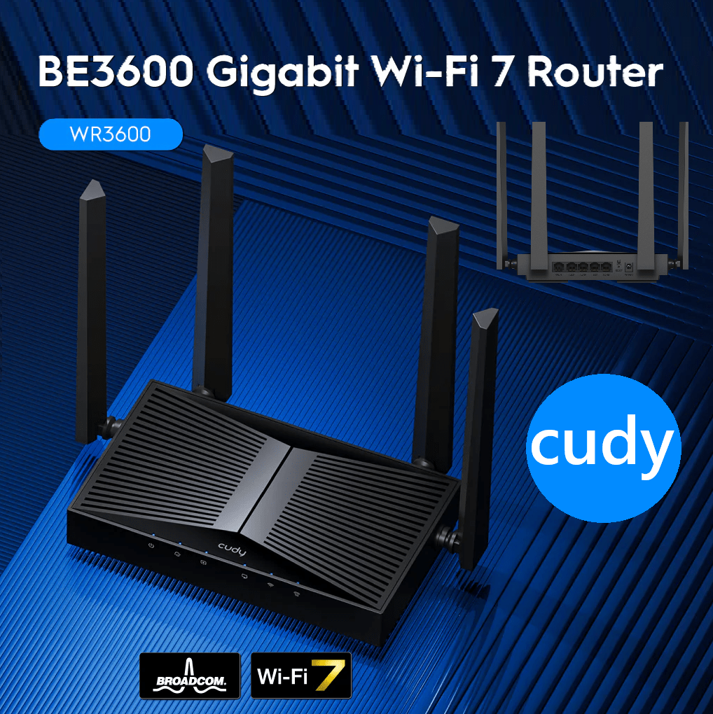 CUDY WR3600 Wi-Fi 7 Router – Dual-Band, 3.6 Gbps Speed, 5 Gigabit Ports - gametricks