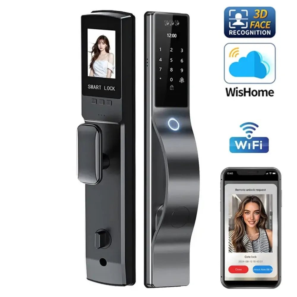 D - 113 Smart Digital Door Lock 3D Face Recognition | Fingerprint, PIN Code & App Control - gametricks